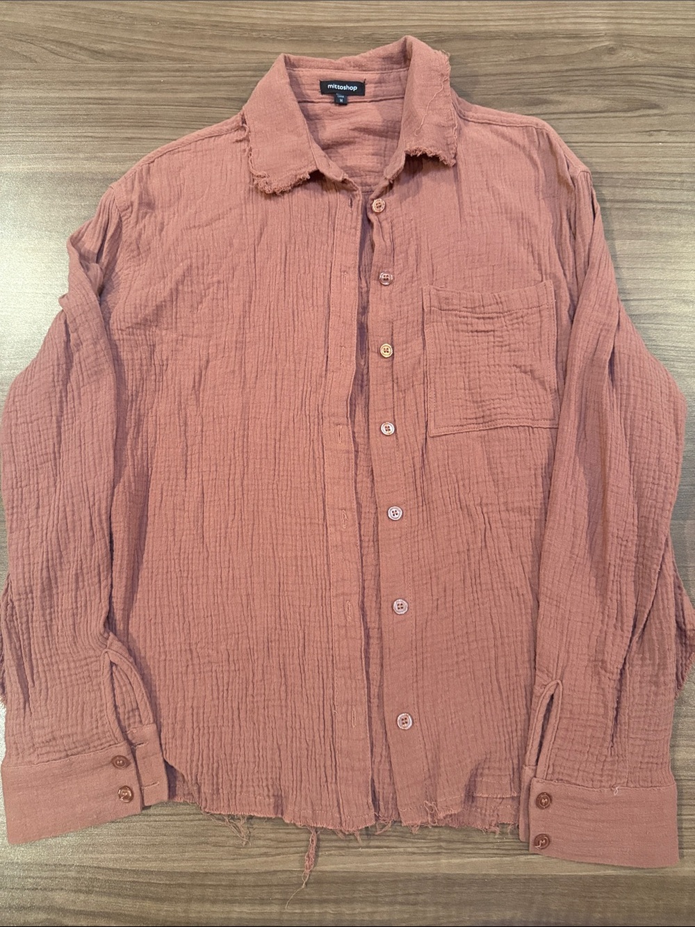 mittoshop Men's Dusty Rose Gauze Button-Up Shirt